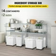 thumbnail image 2 of VEVOR Ingredient Bin, 10.5 Gallon and 6.6 Gallon Capacity Ingredient Storage Bin, PP Material Flour Bins On Wheels, White Shelf Ingredient Bin with Scoop, Commercial Storage Bins, 4 Pcs/Set, 2 of 9