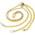 thumbnail image 1 of HSHDLDF Thin Purse Chain Strap Crossbody 120cm, Yellow Leather Runs Through Gold Metal Chain, Handbag Chain Strap with Ball Adjustable Replacement for Small Shoulder Crossbody Bag(Gold Chain Yellow, 1 of 2