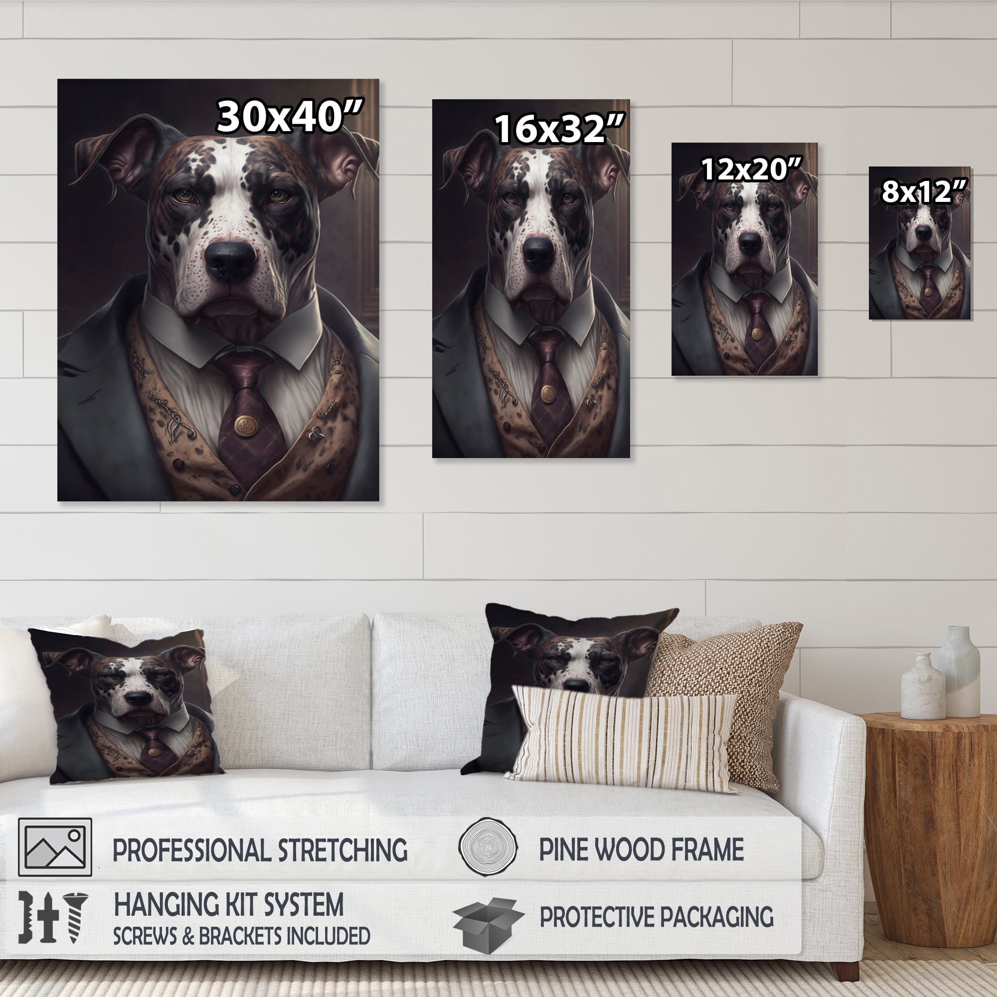 Designart Mafia Pitbull I Canvas Wall Art
