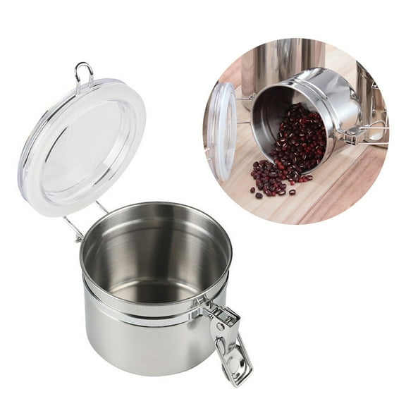 HEMOTON 1Pcs Kitchen Canisters for Tea, Coffee, Sugar in Stainless Steel with Airtight Lid Silver 5 Inches