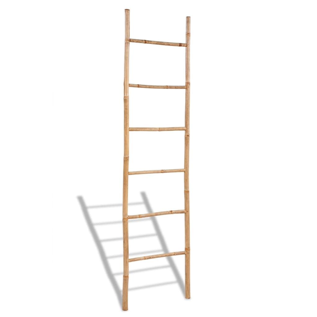 vidaXL Bamboo Towel Ladder with 6 Rungs Rack Bathroom Storage Rail Household 
