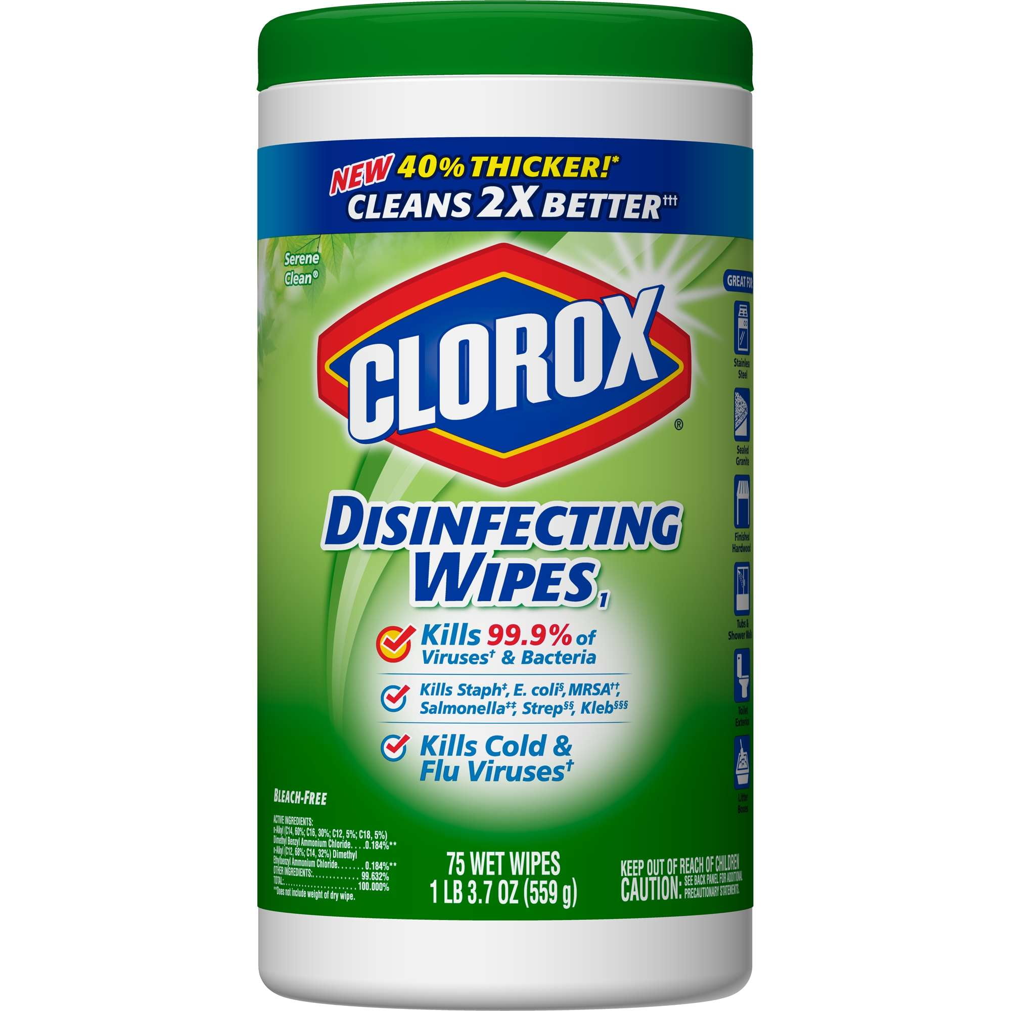 Clorox Disinfecting Wipes, Serene Clean Scent, 75 Wipes