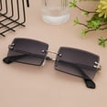 thumbnail image 1 of Rectangle Rimless Sunglasses for Men Women Vintage Retro Square Gold Metal Frameless Glasses Tinted Lens, 1 of 5