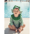 thumbnail image 4 of BemeyourBBs Toddler Baby Girls One Piece Swimsuit Infant Girl Bathing Suit Striped Bow Swimwear Zipper Long Sleeve Rash Guard with Hat Newborn Swimsuit Summer Pool Beachwear, 4 of 9