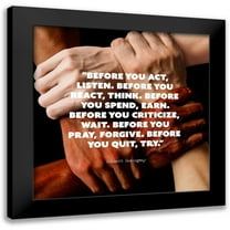 ArtsyQuotes 15x15 Black Modern Framed Museum Art Print Titled - Earnest Hemingway Quote: Before You Act