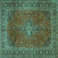 thumbnail image 1 of Ahgly Company Indoor Square Medallion Turquoise Blue Traditional Area Rugs, 4' Square, 1 of 4