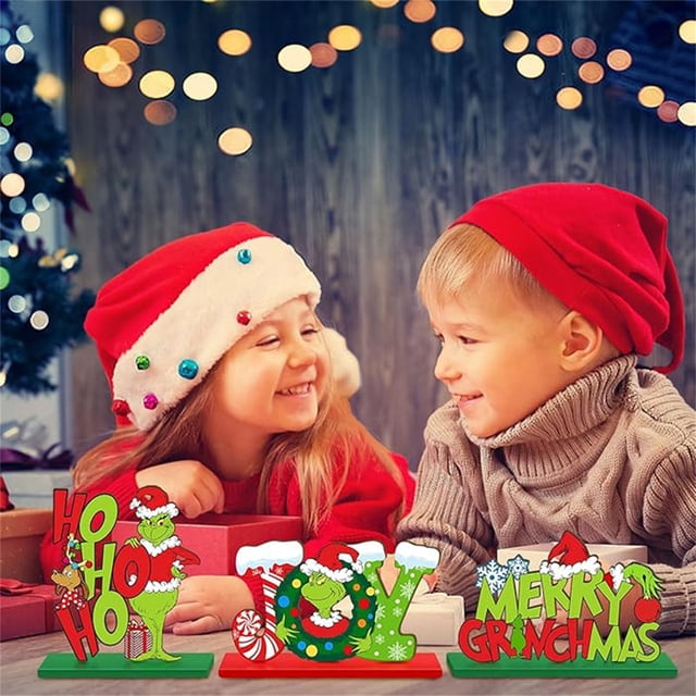 Grinch Christmas Decorations Grinch Decor the Grinch Christmas Table Decorations Wooden Table Centerpiece Lives Here Table Top Sign For Merry Christmas Holidays Party Decorations