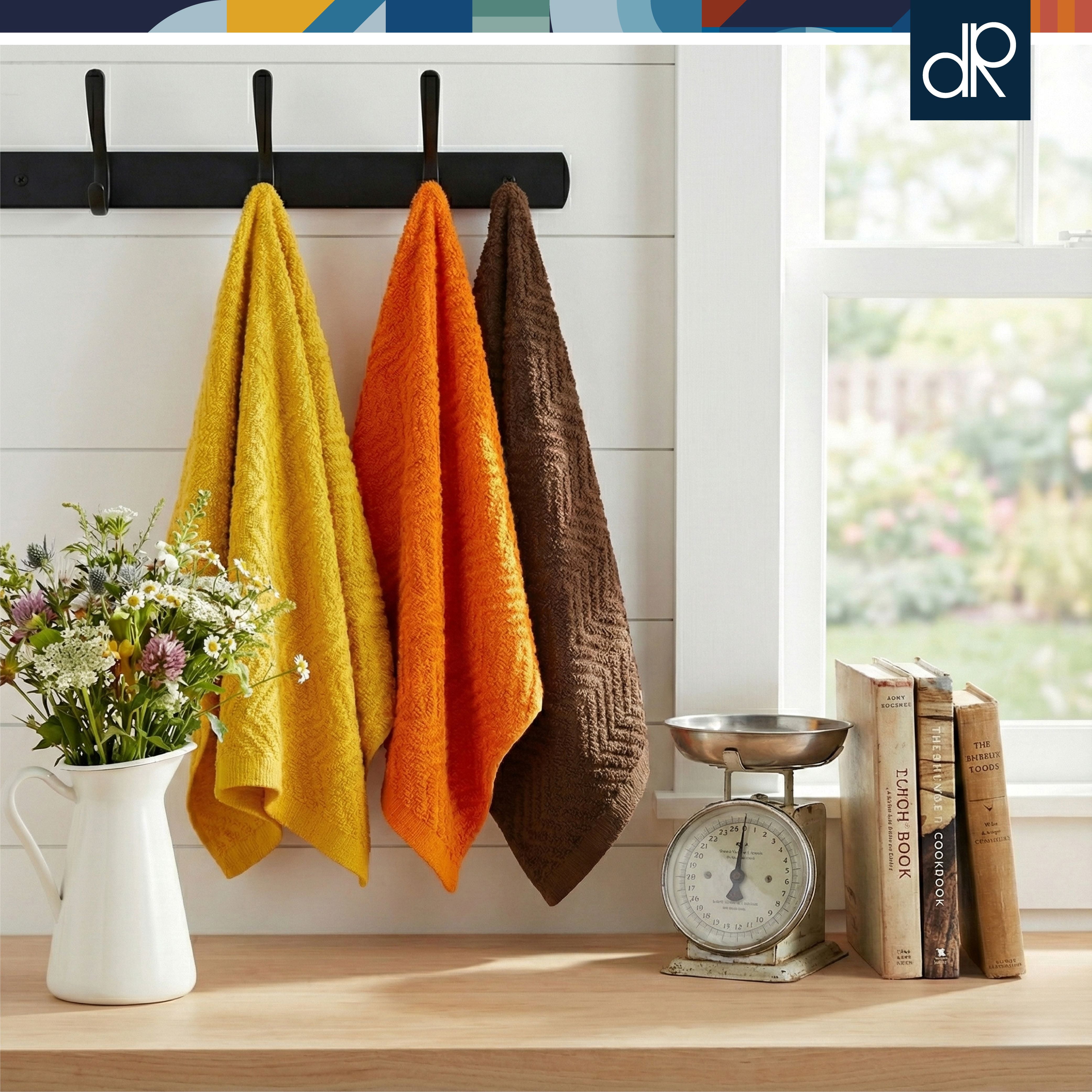 DecorRack Large Kitchen Towels Set of 4, Dish Towels, 100% Cotton, 15" x 25" Quick Drying Hand Kitchen Towels, Fall Assorted (4 Pack)