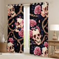 thumbnail image 2 of Homewish Horror Gothic Skull Blackout Curtains Set of 2 (52x84 Each),Pink Rose Flowers Curtain,Happy Halloween Living Room Curtains, 2 of 6