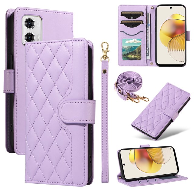 Motorola MOTO G73 Phone Case , Wallet Flip Cover Adjustable Crossbody Lanyard Magnetic Card Slots
