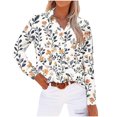 thumbnail image 2 of Fznquz Womens Tops Dressy Button Down Floral Shirt Blue Long Sleeve Collared Casual Fashion, 2 of 4