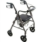 Roscoe Medical Aluminum Deluxe 8" Wheel Rollator/Rolling Walker, Padded Seat, Blue, 300 lb Capacity