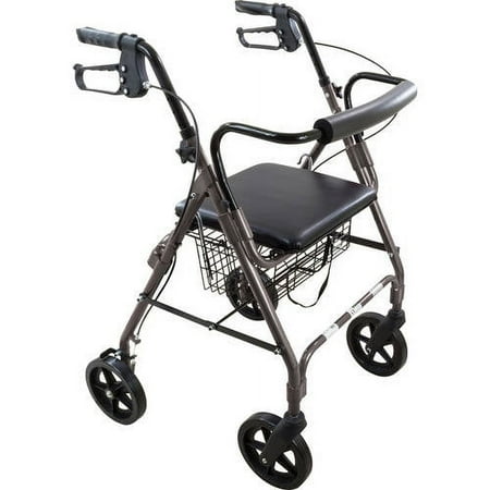 Roscoe Medical Aluminum Deluxe 8" Wheel Rollator/Rolling Walker, Padded Seat, Blue, 300 lb Capacity