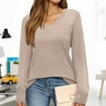 thumbnail image 3 of Women's Soft V Neck Long Sleeve Fall Casual Regular Fit Sweater Tops, 3 of 4