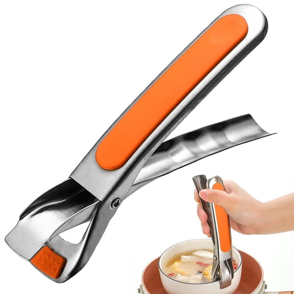 1Pc Stainless Steel Kitchen Anti Scald Clip Bowl Tongs Pick up Clamp,Multi-Function Anti-Scald Bowl Clip,Hot Bowl Dish Plate Gripper Clips Tongs Clamp Holder,Kitchen Stainless Anti Slip Clip,Orange