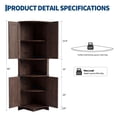 thumbnail image 2 of 64.8" Brown Tall Farmhouse Corner Storage Cabinet, Freestanding Triangle Pantry with Adjustable Shelves for Bathroom, Kitchen & Living Room, 2 of 7