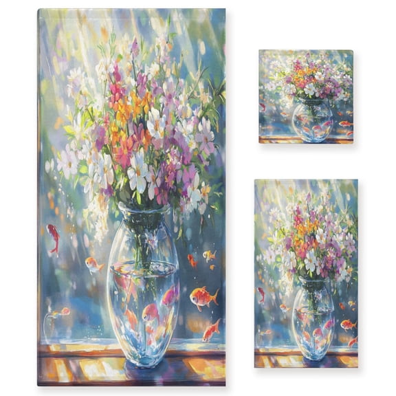 BZSMCE 3piece Bath Towel Sets Hand Bath Towels Fashion Sunlit Aquatic Haven Printed Towel Sets