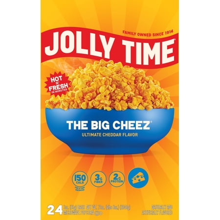 JOLLY TIME The Big Cheez Gourmet Cheddar Cheese Microwave Popcorn 24 Bags, 3.5 oz Each