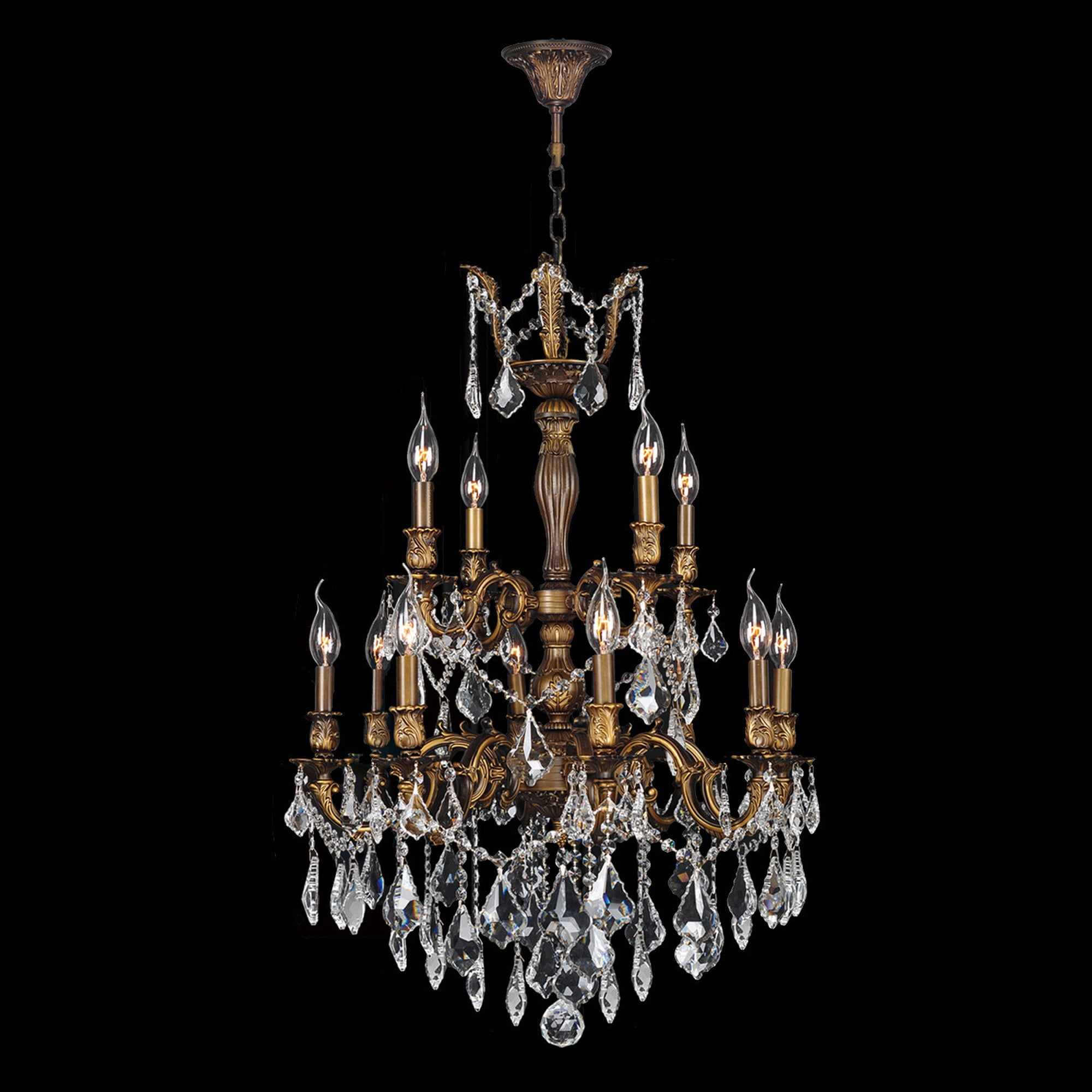 Versailles Collection 12 Light Antique Bronze Finish and Clear Crystal Chandelier 24