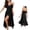 Black, variant on Noric Women's V-Neck Ruffle Strap Nightgowns Sheer Mesh Backless Sleep Dresses Sleepwear Soft Flowy Nightdress