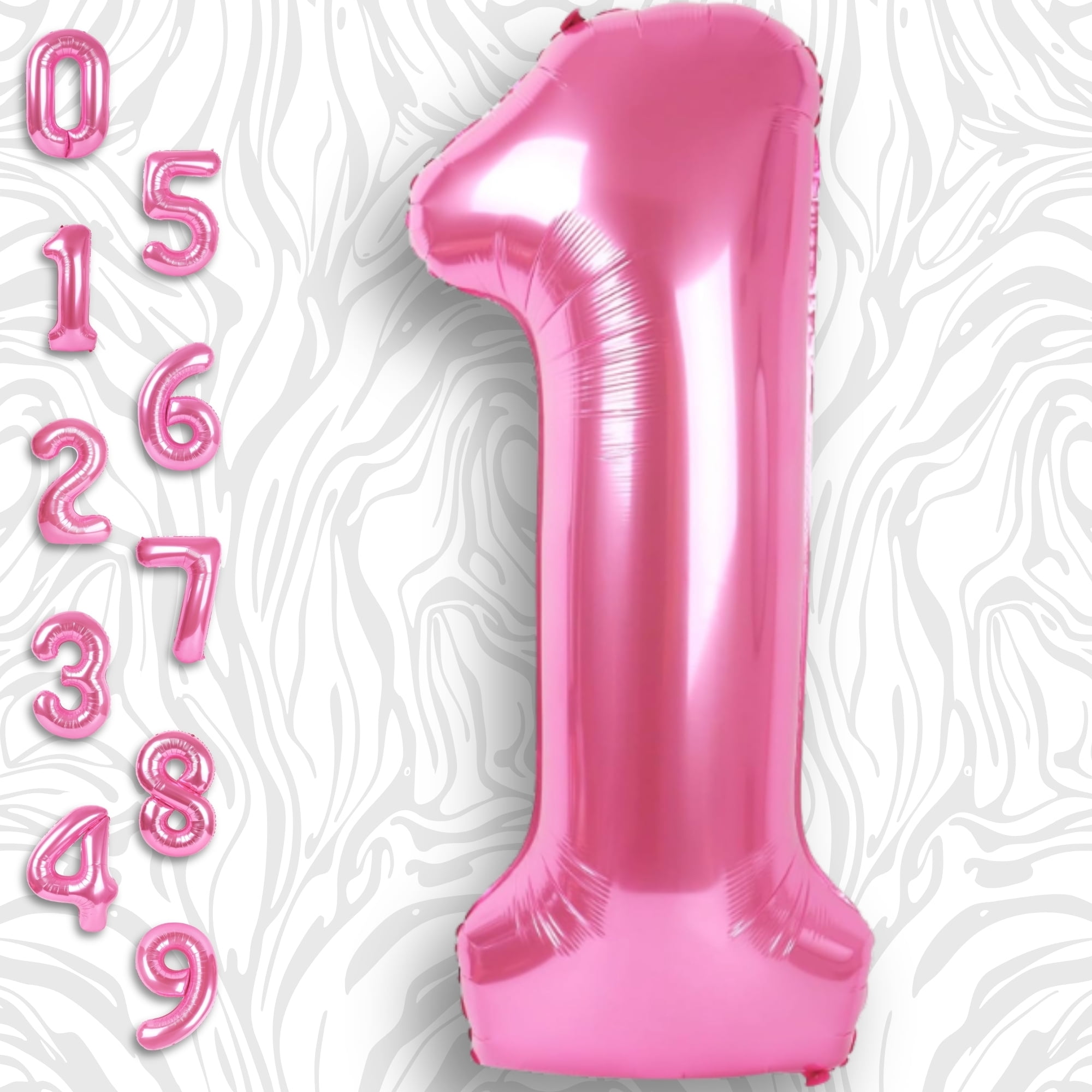 16 Light Pink Number Balloon 1 - Air Inflatable Only Mylar Foil Balloons Number for 1st Birthday Party First Anniversary Grade 1 Decoration