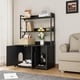thumbnail image 1 of Historyli Mueble para caja de arena para gatos de 52 pulgadas, mueble oculto con estantes y puertas, estante de almacenamiento de 3 capas para la mayoría de las cajas de arena, color negro, 1 of 7