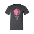 thumbnail image 2 of Wild Bobby, Faith Pink Ribbon Sunflower, Breast Cancer Awareness, Men Graphic Tee, Heather Black, Large, 2 of 5