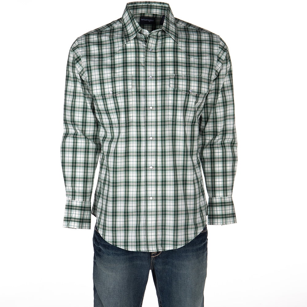 Wrangler Apparel Mens Mint/Green Plaid Wrinkle Resist Shirt Walmart