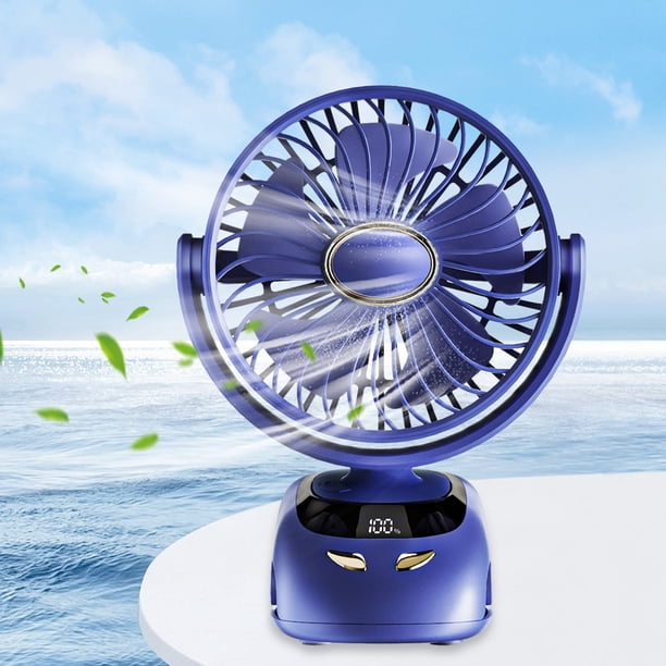 Ventilador a batería 3000mAH 5 velocidades con clip para acampar (6000mAh) Azul