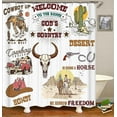thumbnail image 3 of 4PCS Western Shower Curtain Set, Cowgirl Riding Horse Highland Cow Cactus Desert Guitar Country Farmhouse Wild West Bathroom Decor, Waterproof Fabric Shower Curtain, Non-Slip Bath Mat, 3 of 7