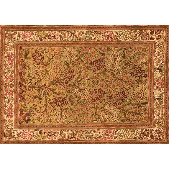 Ahgly Company Indoor Rectangle Animal Orange Traditional Area Rugs, 2' x 5'