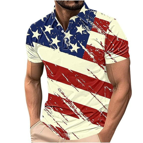 GERsome Men's 4th of July T Shirts Crew Neck Short Sleeve American Flag Patriotic Tops Summer Loose Fit USA Star Stripes Graphic Tee XS-4XL