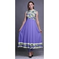 thumbnail image 2 of Bimba Robe Anarkali Fleur Violette Moyenne Col Mandarin Sans Manches Kurtis pour Femmes Imprimé Robe Maxi Petite, 2 of 6
