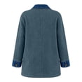 thumbnail image 4 of MaFYtyTPR Women's Denim Patchwork Jacket Ribbed Notched Lapel Long Sleeve Blazer Dressy Single Button Casual Coat with Pockets, 4 of 6