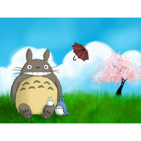 My Neighbor Totoro Diamond Painting Set (For Adults) 5D DIY Anime Diamond Art Set (For Beginners) Round Full Diamond Diamond Painting Gemstone Art Crafts (Home Wall Decoration Gift)