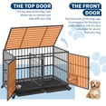 thumbnail image 4 of 48 inch Heavy Duty Dog Crate, Large Metal Dog Kennel with 2 Feeding Door & Blows, Pet Cage House with Removable Tray and Wheels for s/m/l Dogs, 4 of 8