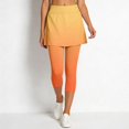 thumbnail image 6 of KHONTS Women's Tennis Skirt Leggings High Waist Tummy Control Athletic Yoga Capri Golf Pants Workout Clothing Orange L, 6 of 7