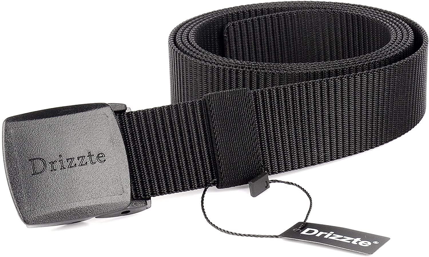 Drizzte Plus Lightweight Mens Black Nylon Military Tactical Plastic Buckle Belt 