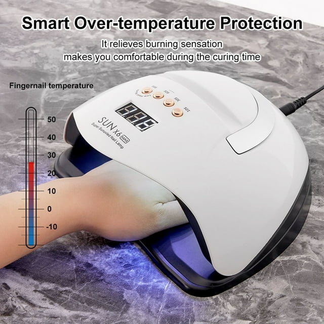 1 Set Nail Art Lamp 66 Lights 260W Fast Drying Automatic Sensor LCD Digital Display EU Plug Large Space Nail UV Lamp for Nail Salon
