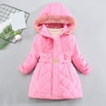 thumbnail image 2 of newwalpole Girls Winter Warm Dress Coat Fleece Lined Jacket Fuzzy Hooded Long Jacket Kids Windproof Overcoat Outerwear Pink for Size 3-4 Years, 2 of 7
