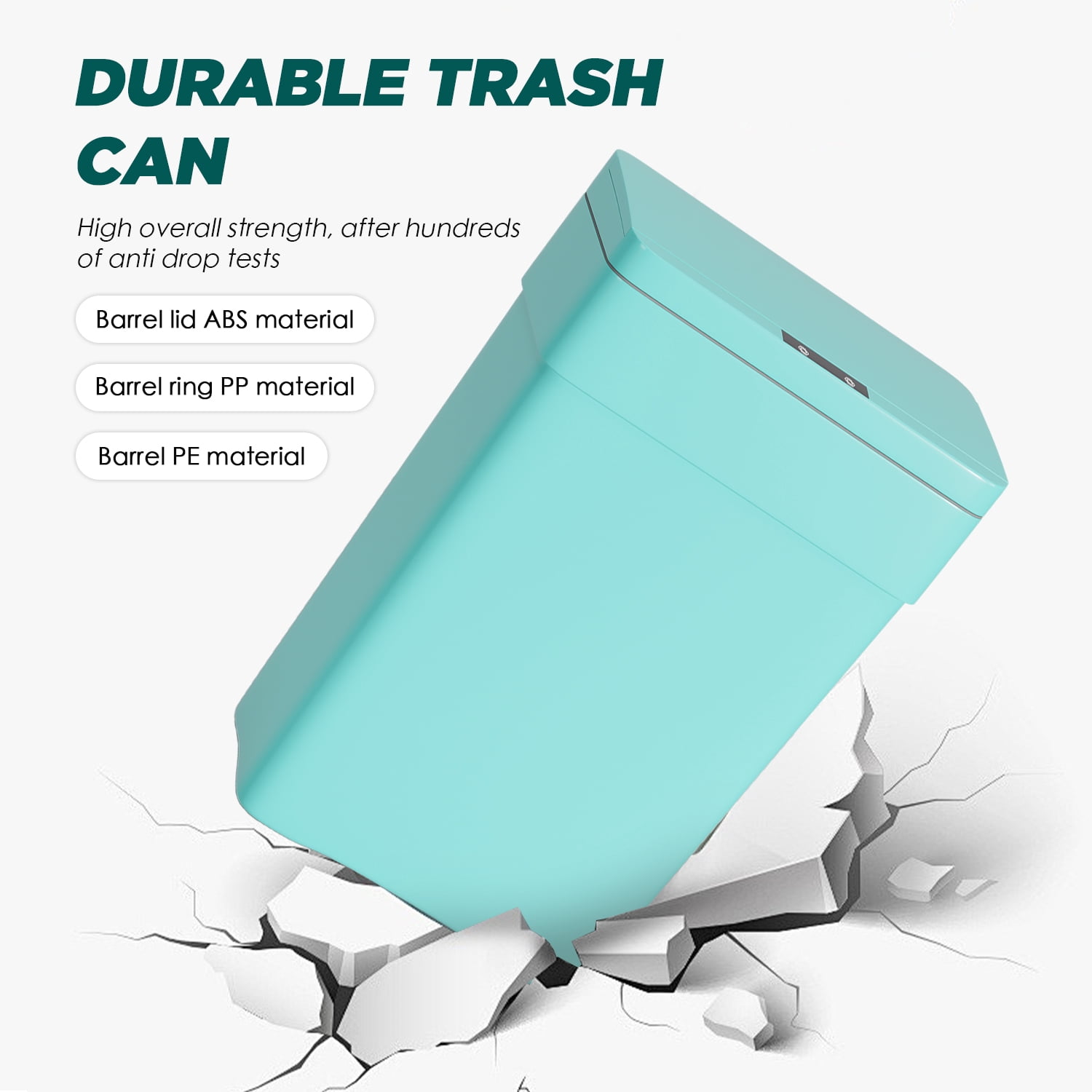 YRLLENSDAN Kitchen Trash Can 13 Gallon Bathroom Trash Can with Lid Automatic Trash Can Touchless With Motion Sensor ABS Plastic Trash Bin for Bedroom Garbage Can 2 pack,Teal