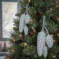 thumbnail image 4 of Christmas Ornaments, Silver, Glass, Pine Cone Clusters, Ribbon hanging loops, 8 inches (Set of 2), 4 of 4