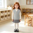 thumbnail image 6 of Toddler Kids Sweater Vest V Neck Cable Knit Sleeveless Uniform Knitwear, 6 of 6
