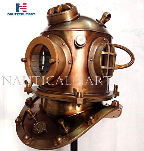 Nautical Deep Diving Diver Helmet 12 Inch Tin Metal Replica Tabletop Decor 