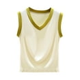 thumbnail image 2 of Fartey Colorblock Tank Tops for Women Elegant Ribbed V Neck Undershirts Loose Casual Summer Sleeveless Shirt Fashion Beach Vacation Tanks Yellow M, 2 of 3