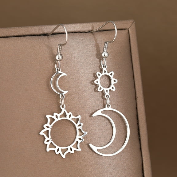 Stainless Steel Earrings Bohemian Sun Moon Totem Pendant New Senior Statement Temperament Dangle Earrings For Women Jewelry Gift
