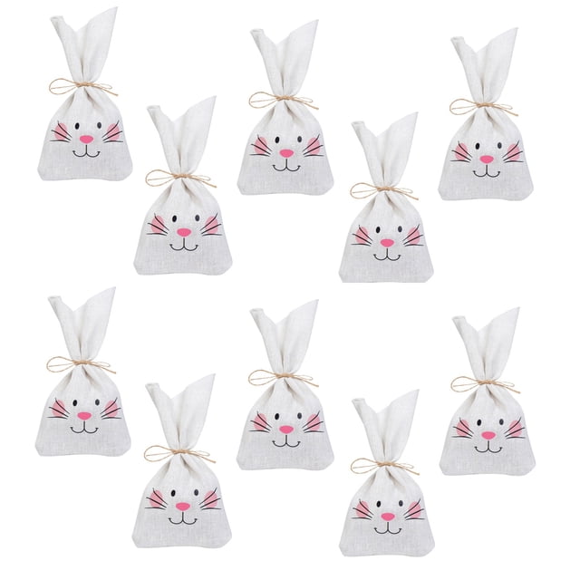 Kitchen Essentials Cloth Easter Bag for Candy & Bunny Birthday Decorations Themed Bag for Easter Valentines Favors Some Bunny Is One