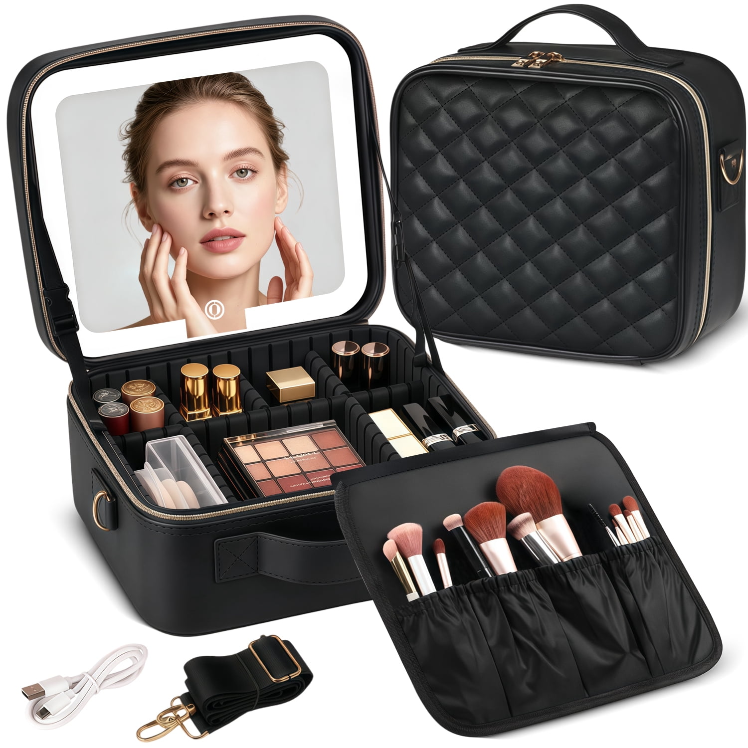 Walmart Train Case Cosmetics Organizer with Adjustable Dividers