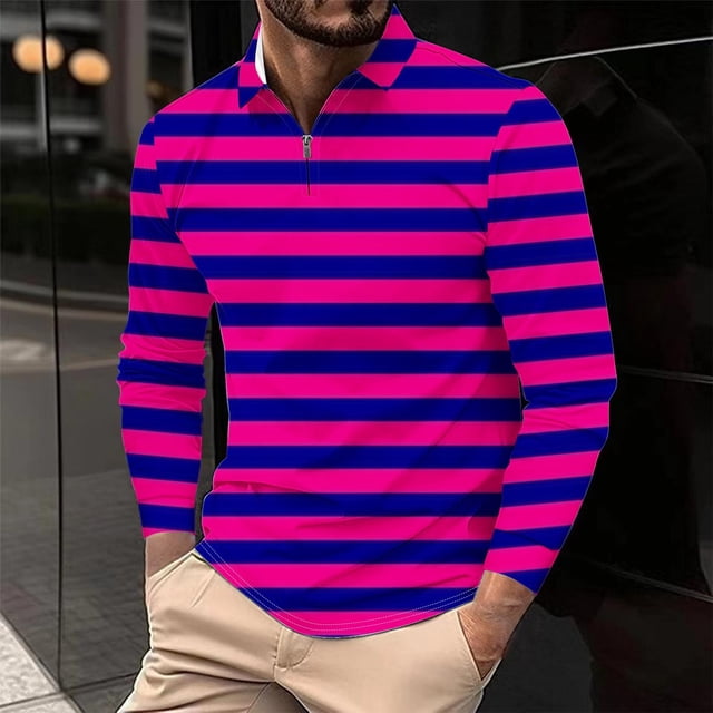 Blusa y camisa de manga larga con cuello vuelto para hombre, informal, con cuello vuelto, estampado, para fitness, deportiva, de manga larga, de poliéster