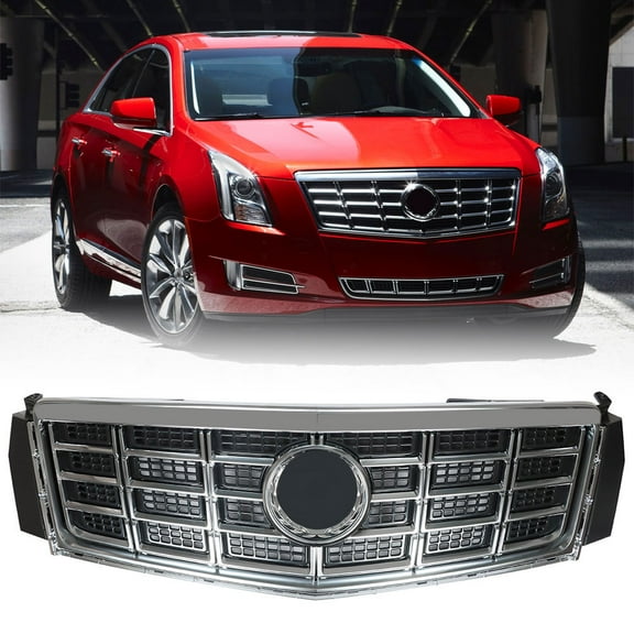 Fit For 2013-2015 Cadillac XTS Chrome Front Bumper Upper Grille With Gray Insert